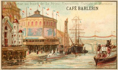 Udsigt fra bredden af Seinen af floden og maritime udstilling, Paris, 1875 af French School